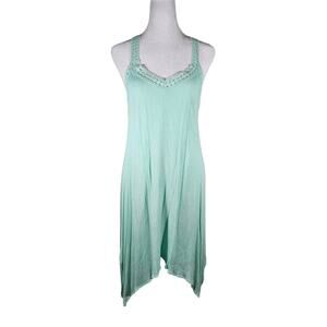 Altar'd State Women's Pale Blue Rayon Dress Lace Neckline and Backing Small